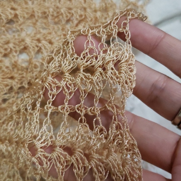 Vintage homemade knit crochet gold 2 pc short sleeve and skirt medium - Picture 5 of 5